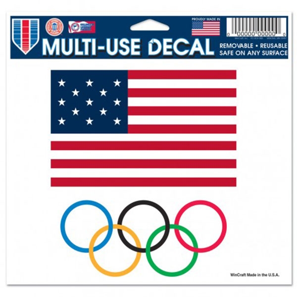 OLYMPIC RINGS US FLAG 5X6 DECAL